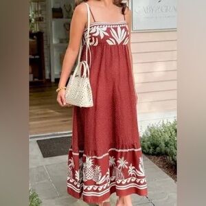 NWT Rachel Zoe Brown and White Midi Dress
